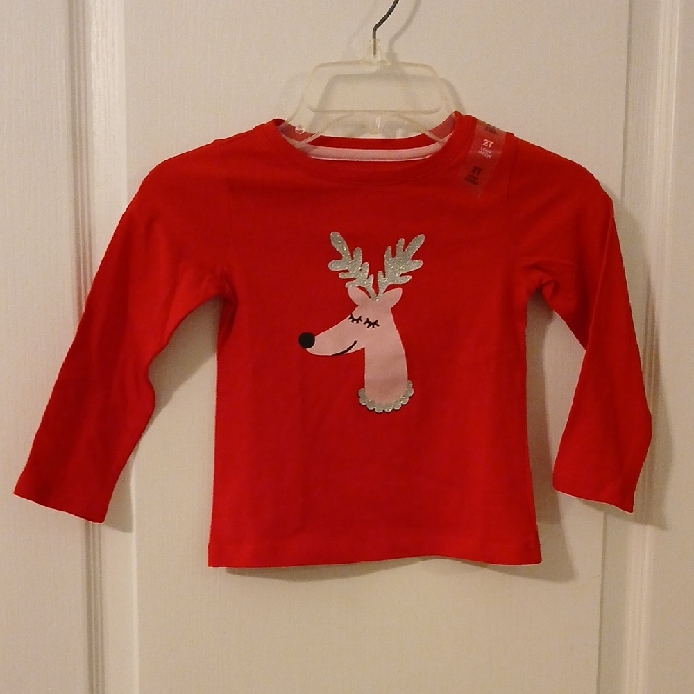 Epic Threads Red Long Sleeve Reindeer Tee